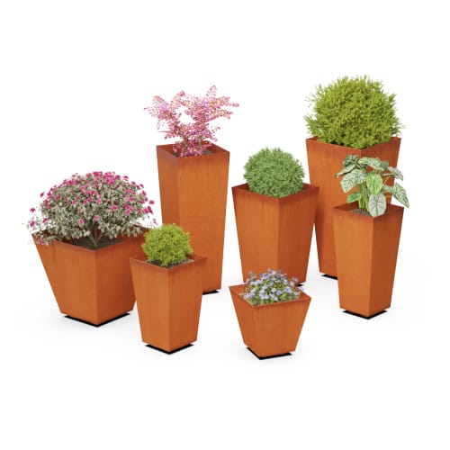 Corten Steel Square Tapered Planter - 16" - 24" High preview 4