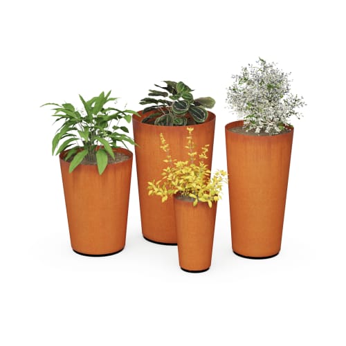 Corten Steel Round Tapered Planter - 24" - 42" High preview 4