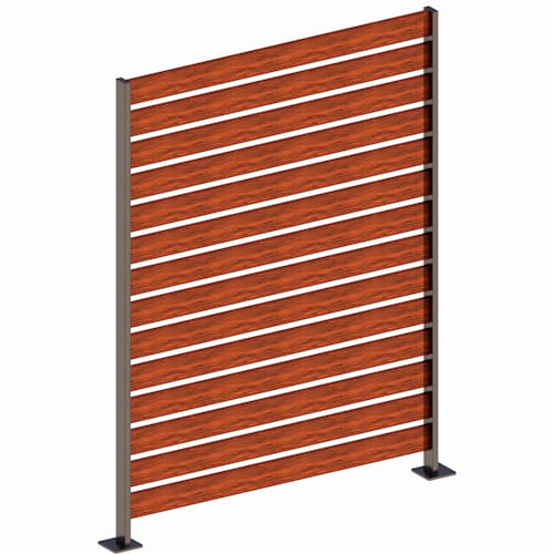 Fencing System - S-4 Slat - Multiple Post - Horizontal