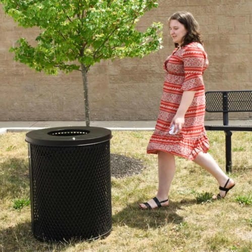 Park & Site Amenities: 32 Gallon Expanded Steel Trash Receptacle with Liner (PSA003BKPM) preview 2