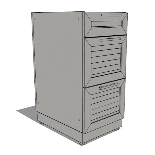 SKU 65626: Outdoor Kitchen Stainless Steel Louvered Doors 16 in. 3-Drawer Cabinet