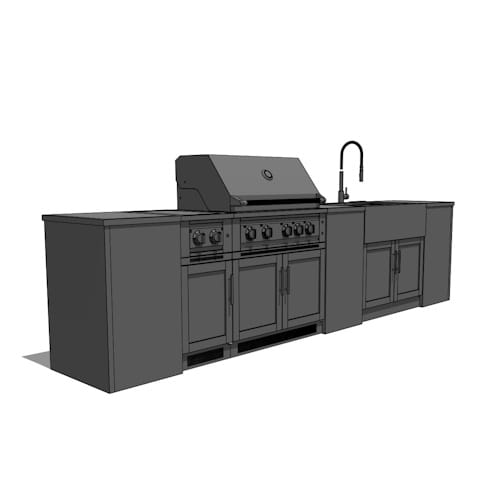 SKU 69269: Outdoor Kitchen Signature Series 11 Piece Cabinet Set with Dual Side Burner, Sink, Platinum Grill and Grill Cabinet- 36 inch, Natural Gas, SS Counterop