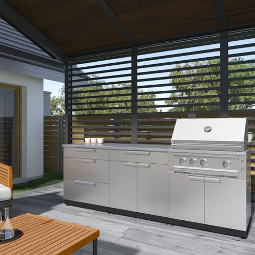 SKU 71070: Outdoor Kitchen Stainless-Steel 5 Piece Cabinet Set with 3-Drawer, Bar, Grill Cabinet, Platinum Grill and Countertop- 36 inch, NG, 64 inch SS Countertop preview 16