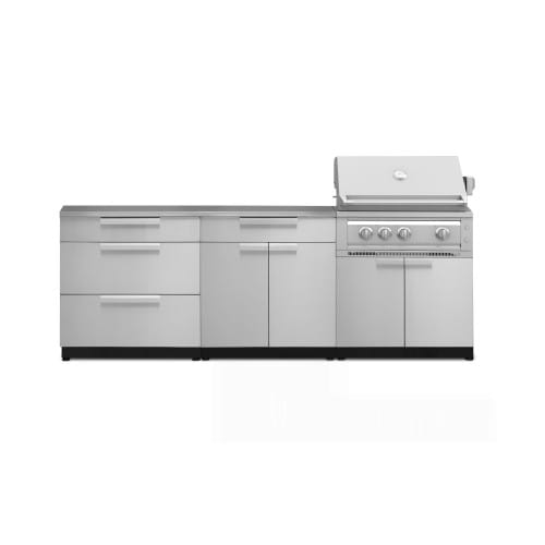 SKU 71069: Outdoor Kitchen Stainless-Steel 5 Piece Cabinet Set with 3-Drawer, Bar, Grill Cabinet, Platinum Grill and Countertop- 33 inch, NG, 64 inch SS Countertop preview 1