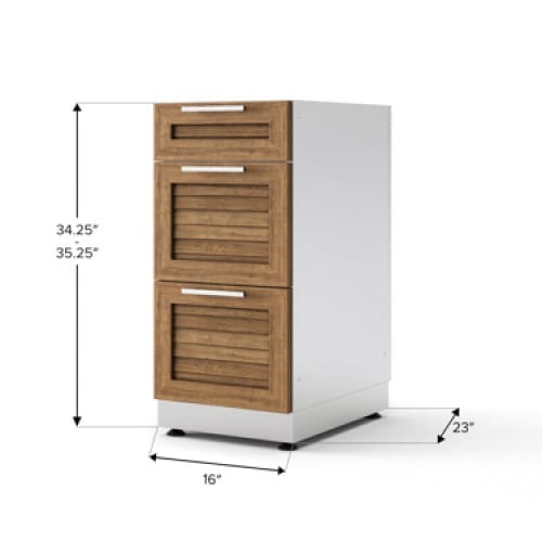 SKU 65626: Outdoor Kitchen Stainless Steel Louvered Doors 16 in. 3-Drawer Cabinet preview 4