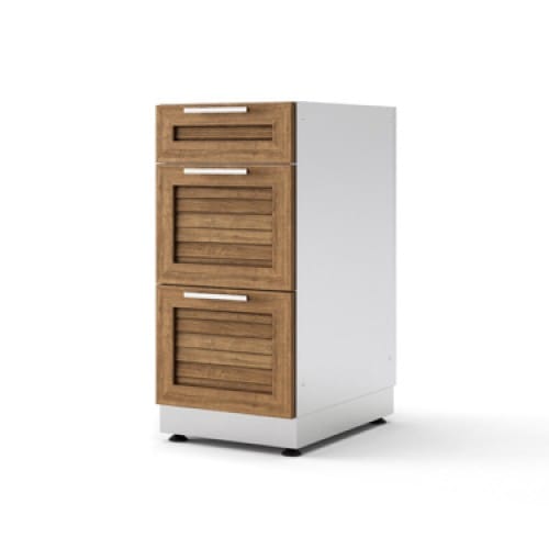 SKU 65626: Outdoor Kitchen Stainless Steel Louvered Doors 16 in. 3-Drawer Cabinet preview 1