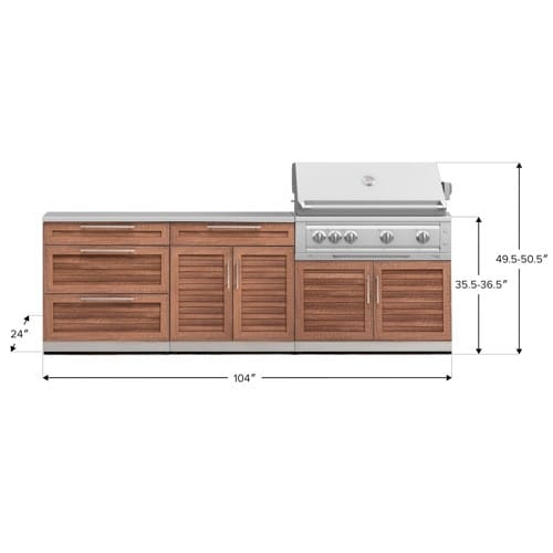 SKU 71059: Outdoor Kitchen Stainless-Steel Louvered Doors 5 Piece Cabinet Set with with 3-Drawer, Bar, Grill Cabinet, Platinum Grill and Countertop- 40 inch, Natural Gas, SS Countertop, Grove preview 2