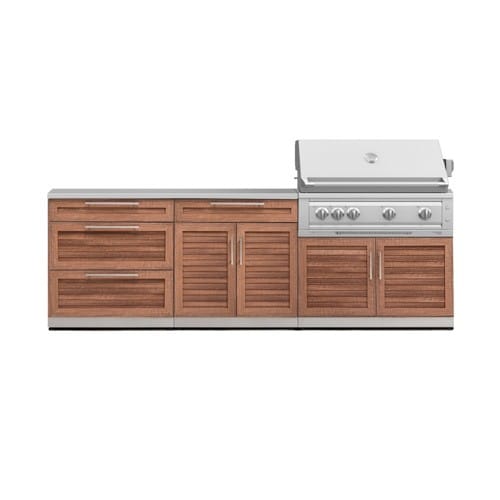 SKU 71059: Outdoor Kitchen Stainless-Steel Louvered Doors 5 Piece Cabinet Set with with 3-Drawer, Bar, Grill Cabinet, Platinum Grill and Countertop- 40 inch, Natural Gas, SS Countertop, Grove preview 1