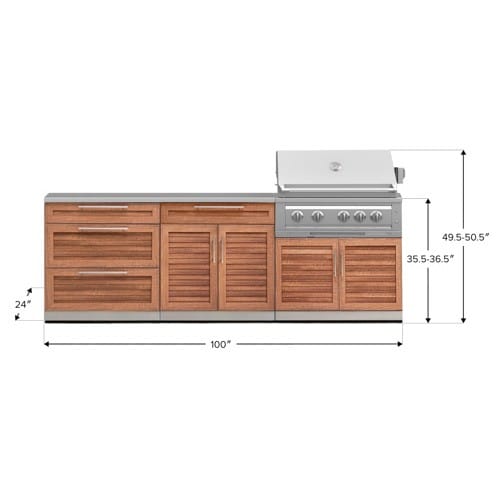 SKU 71058: Outdoor Kitchen Stainless-Steel Louvered Doors 5 Piece Cabinet Set with with 3-Drawer, Bar, Grill Cabinet, Platinum Grill and Countertop- 36 inch, Natural Gas, SS Countertop, Grove preview 2