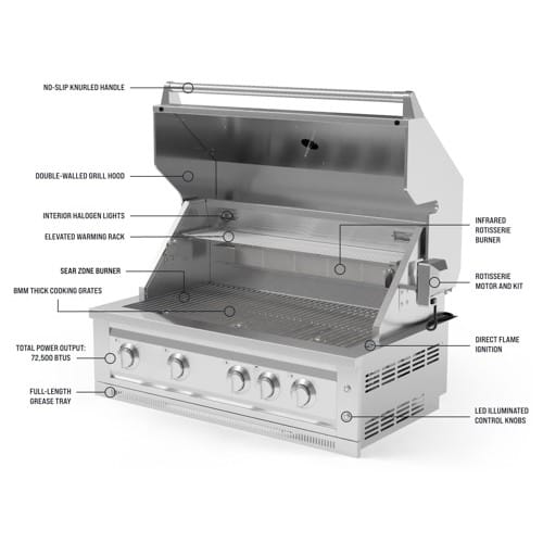 SKU 71058: Outdoor Kitchen Stainless-Steel Louvered Doors 5 Piece Cabinet Set with with 3-Drawer, Bar, Grill Cabinet, Platinum Grill and Countertop- 36 inch, Natural Gas, SS Countertop, Grove preview 3