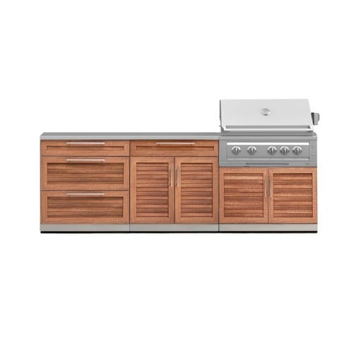 SKU 71058: Outdoor Kitchen Stainless-Steel Louvered Doors 5 Piece Cabinet Set with with 3-Drawer, Bar, Grill Cabinet, Platinum Grill and Countertop- 36 inch, Natural Gas, SS Countertop, Grove preview 1