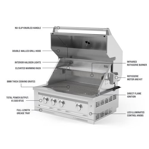 SKU 71057: Outdoor Kitchen Stainless-Steel Louvered Doors 5 Piece Cabinet Set with with 3-Drawer, Bar, Grill Cabinet, Platinum Grill and Countertop- 33 inch, Natural Gas, SS Counterop, Grove preview 3