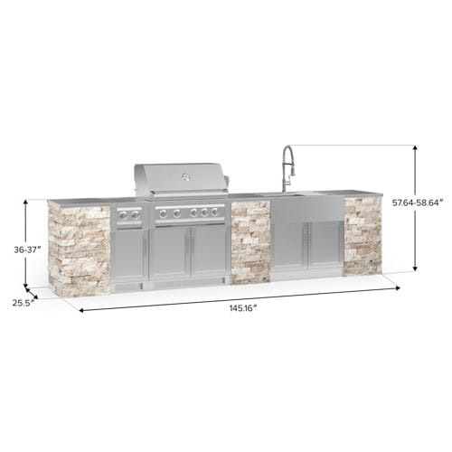 SKU 69269: Outdoor Kitchen Signature Series 11 Piece Cabinet Set with Dual Side Burner, Sink, Platinum Grill and Grill Cabinet- 36 inch, Natural Gas, SS Counterop preview 2