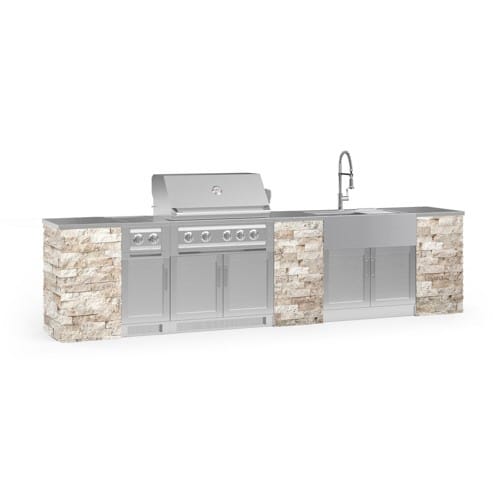 SKU 69269: Outdoor Kitchen Signature Series 11 Piece Cabinet Set with Dual Side Burner, Sink, Platinum Grill and Grill Cabinet- 36 inch, Natural Gas, SS Counterop preview 1
