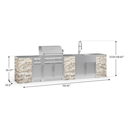 SKU 69229: Outdoor Kitchen Signature Series 11 Piece Cabinet Set with Dual Side Burner, Sink, Platinum Grill and Grill Cabinet- 33 inch, Natural Gas, SS Countertop preview 2