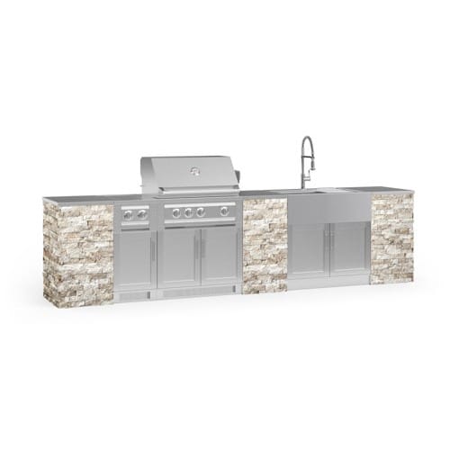 SKU 69229: Outdoor Kitchen Signature Series 11 Piece Cabinet Set with Dual Side Burner, Sink, Platinum Grill and Grill Cabinet- 33 inch, Natural Gas, SS Countertop preview 1