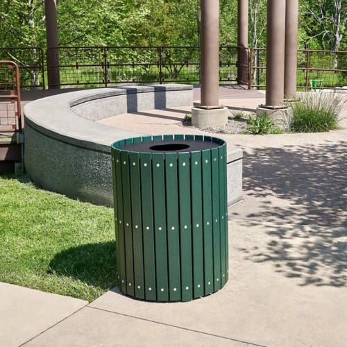 Recycled Plastic Slat Design Round Receptacles preview 2
