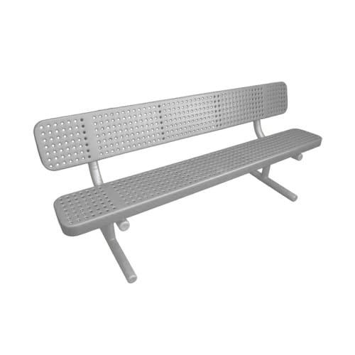 6’ Bench With Back Perforated Steel, Free Standing preview 1