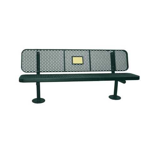 6' Supreme Memorial Bench With Back Expanded Metal, Surface Mount preview 1