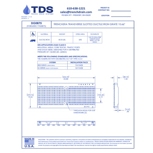 preview of Trench Era Transverse Slotted Ductile Iron Grate 10.66" (DG0875)