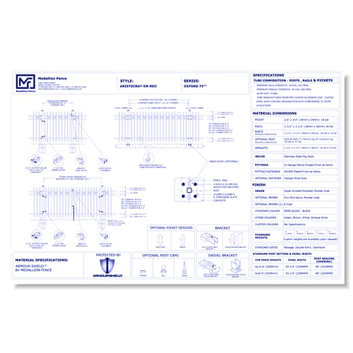 Oxford .75 Series Fence: ARISTOCRAT-DR-REO