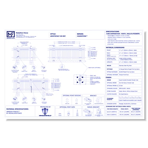 Hawkstone Series Fence: ARISTOCRAT-DR-REP