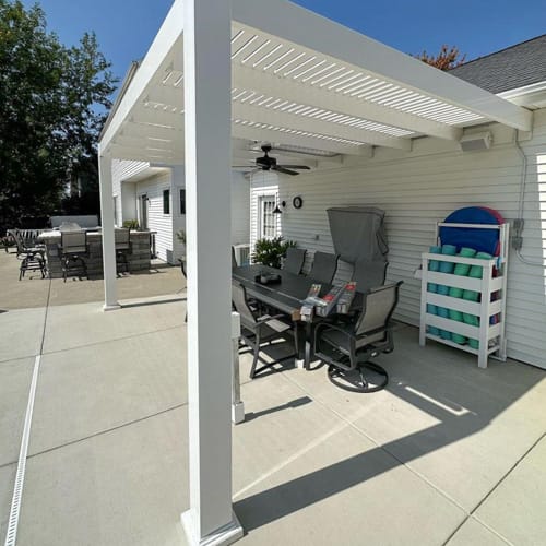 12' x 16' Modern Attached Vinyl Pergola