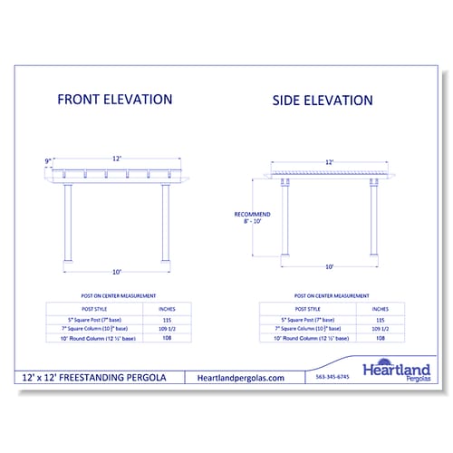 12' x 12' Traditional Freestanding Vinyl Pergola