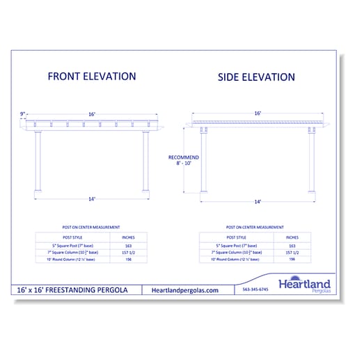 16' x 16' Traditional Freestanding Vinyl Pergola
