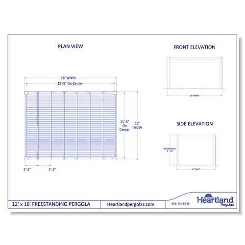 12' x 16' Modern Freestanding Vinyl Pergola