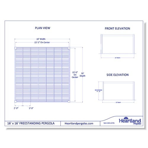 16' x 16' Modern Freestanding Vinyl Pergola