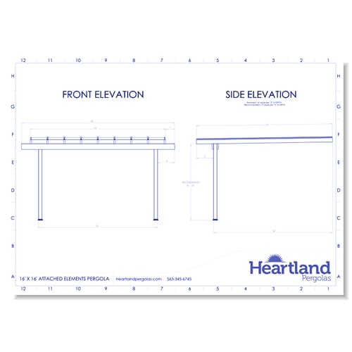 16' x 16' Attached Covered Vinyl Pergola