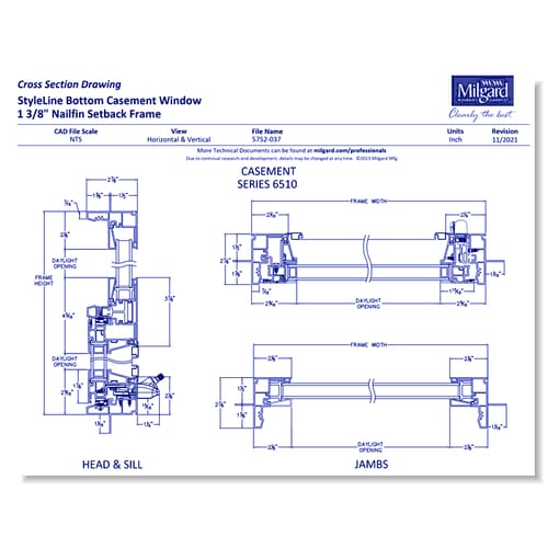 V250 Style Line® Series - Bottom Casement Window