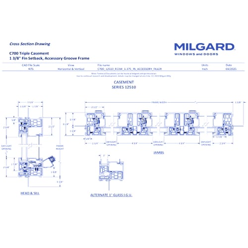 C700 Fiberglass Series - Triple Casement Window