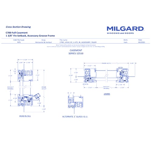 C700 Fiberglass Series - Full Casement Window