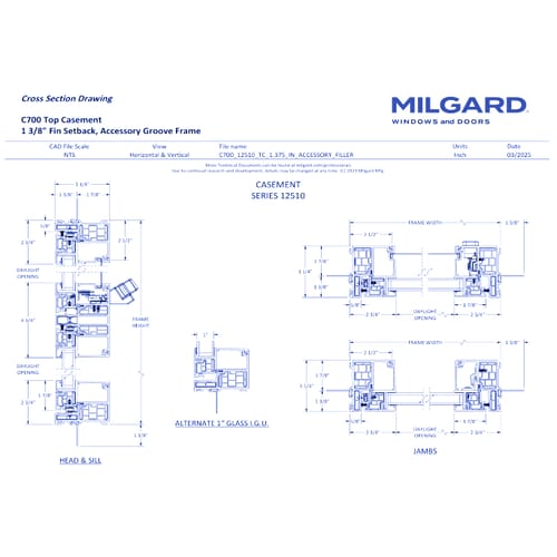 C700 Fiberglass Series - Top Casement Window