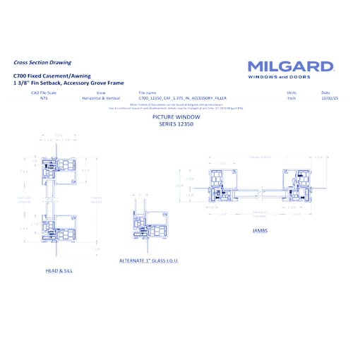 C700 Fiberglass Series - Fixed Casement Window