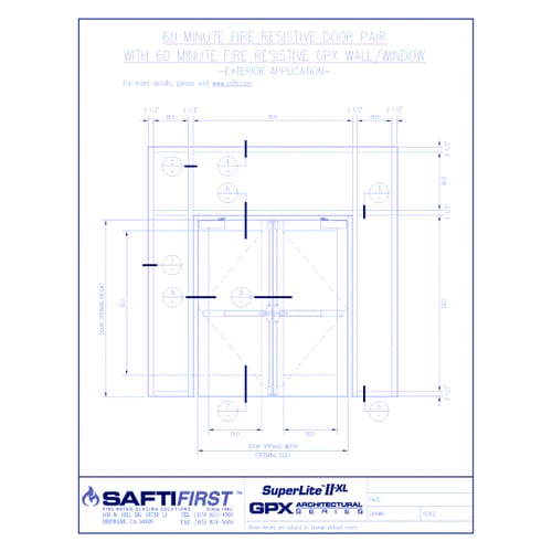 preview of GPX Architectural Series: 60 Minute Fire Resistive Wall with 60 Minute Door Pair – Exterior