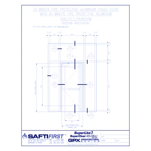 preview of GPX Architectural Series: 20 Minute Fire Protective Aluminum Single Door with 45 Minute Fire Protective Aluminum Sidelites/Transom