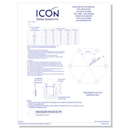 preview of Hexagon HX48T2C-P4 - Anchor Bolt Layout