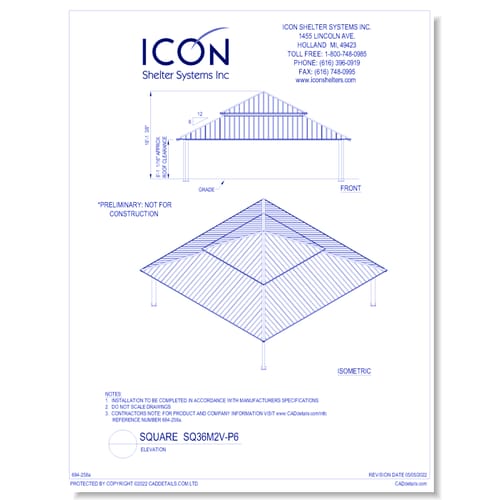 preview of Square SQ36M2V-P6 - Elevation