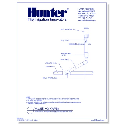 Valves - HCV-XXF-XXM - HCV Check Valve w/ Check Valve & w/ Marlex Street Elbows