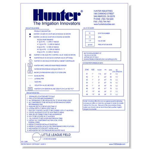 Little League - I-20 Design - Irrigation Legend
