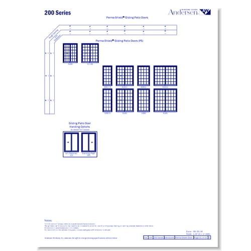 preview of 200 Series: Vinyl Clad - Permashield Gliding Patio Door - Elevation