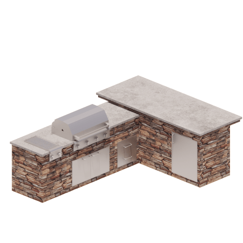 CAD Drawings BIM Models Kindred Outdoors & Surrounds Signature Kitchens: Coastal Ranch ( L-Shaped 11'x8' )
