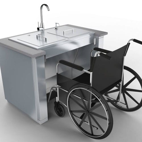 CAD Drawings BIM Models Sunstone Metal Products 44" ADA Compliant Sink Base Cabinet w/ adjustable height and depth center panel (ADA44BC)