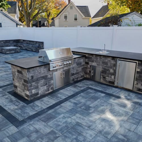 CAD Drawings Nicolock Paving Stones L Shaped Kitchen with Verona Wall