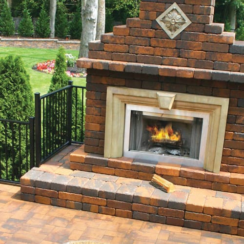 CAD Drawings Nicolock Paving Stones Fireplace with Verona Wall